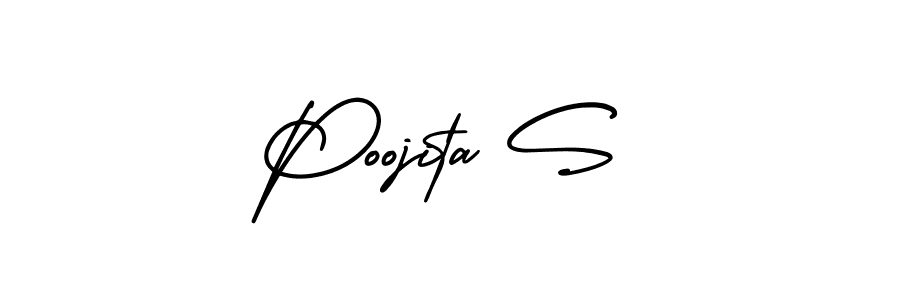 Poojita S stylish signature style. Best Handwritten Sign (AmerikaSignatureDemo-Regular) for my name. Handwritten Signature Collection Ideas for my name Poojita S. Poojita S signature style 3 images and pictures png