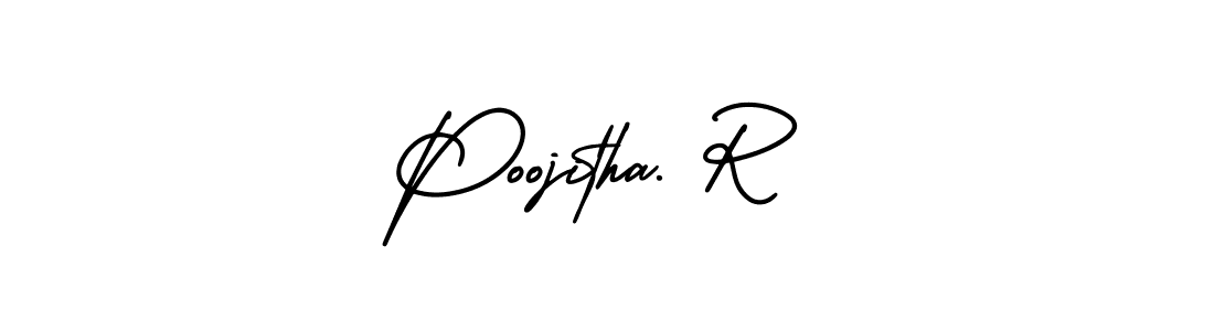 How to make Poojitha. R name signature. Use AmerikaSignatureDemo-Regular style for creating short signs online. This is the latest handwritten sign. Poojitha. R signature style 3 images and pictures png