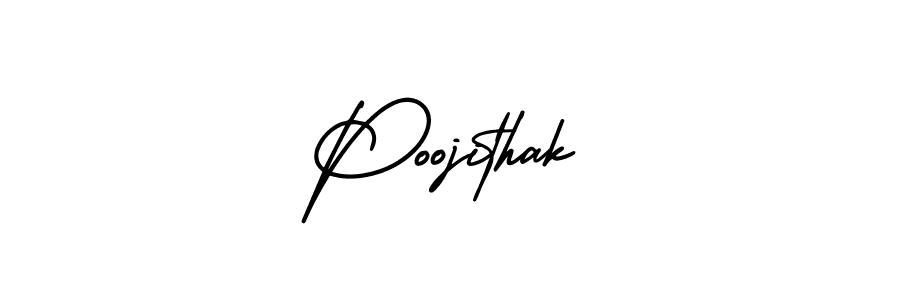 How to Draw Poojithak signature style? AmerikaSignatureDemo-Regular is a latest design signature styles for name Poojithak. Poojithak signature style 3 images and pictures png