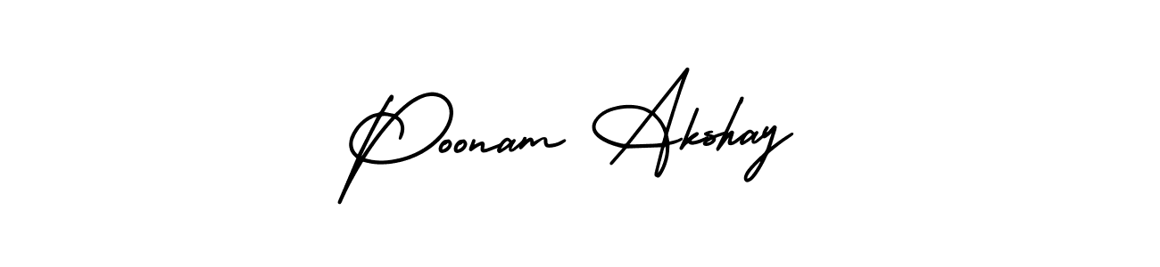 How to make Poonam Akshay name signature. Use AmerikaSignatureDemo-Regular style for creating short signs online. This is the latest handwritten sign. Poonam Akshay signature style 3 images and pictures png