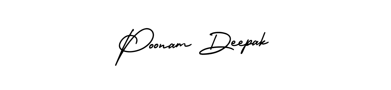 You should practise on your own different ways (AmerikaSignatureDemo-Regular) to write your name (Poonam Deepak) in signature. don't let someone else do it for you. Poonam Deepak signature style 3 images and pictures png