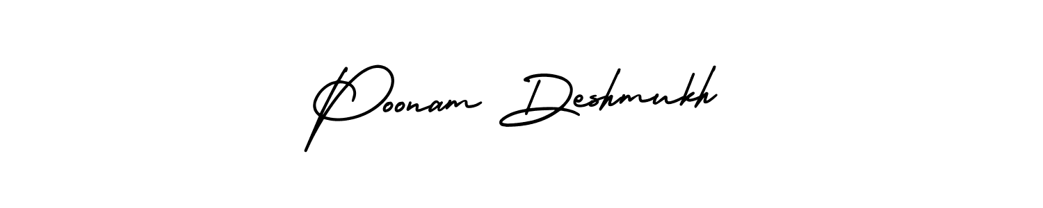 The best way (AmerikaSignatureDemo-Regular) to make a short signature is to pick only two or three words in your name. The name Poonam Deshmukh include a total of six letters. For converting this name. Poonam Deshmukh signature style 3 images and pictures png