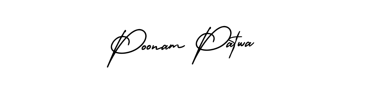 You should practise on your own different ways (AmerikaSignatureDemo-Regular) to write your name (Poonam Patwa) in signature. don't let someone else do it for you. Poonam Patwa signature style 3 images and pictures png