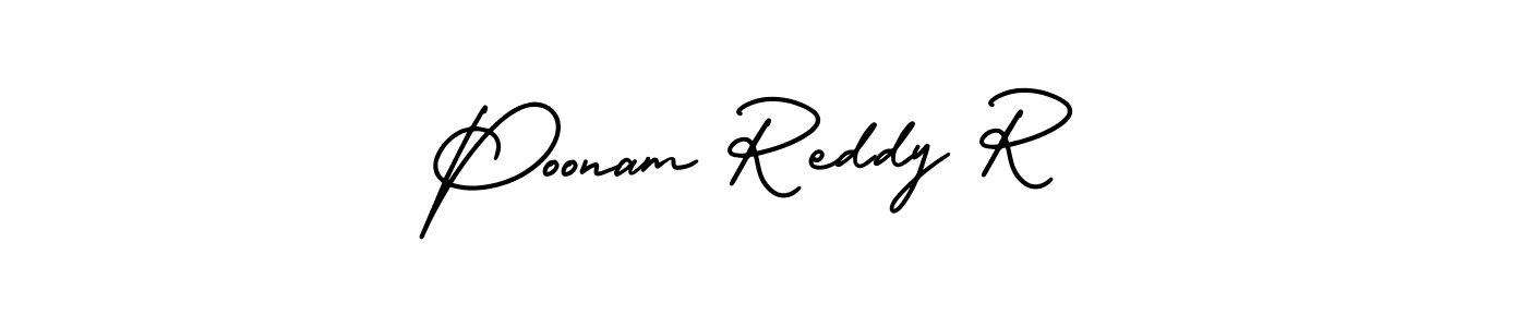 Use a signature maker to create a handwritten signature online. With this signature software, you can design (AmerikaSignatureDemo-Regular) your own signature for name Poonam Reddy R. Poonam Reddy R signature style 3 images and pictures png