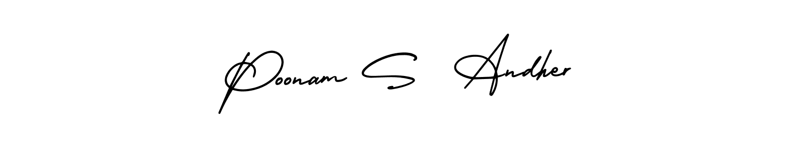 This is the best signature style for the Poonam S  Andher name. Also you like these signature font (AmerikaSignatureDemo-Regular). Mix name signature. Poonam S  Andher signature style 3 images and pictures png