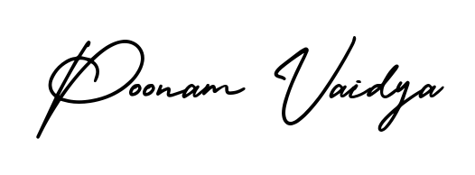 The AmerikaSignatureDemo-Regular handwriting style adds charm and authenticity to name Poonam Vaidya. A wonderful choice for personal thank-you notes. Poonam Vaidya signature style 3 images and pictures png