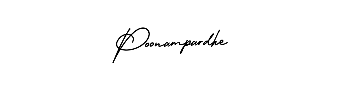 The best way (AmerikaSignatureDemo-Regular) to make a short signature is to pick only two or three words in your name. The name Poonampardhe include a total of six letters. For converting this name. Poonampardhe signature style 3 images and pictures png