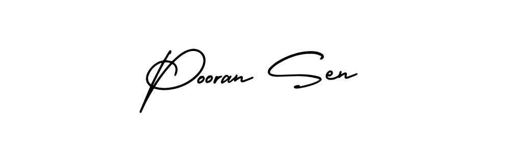 The best way (AmerikaSignatureDemo-Regular) to make a short signature is to pick only two or three words in your name. The name Pooran Sen include a total of six letters. For converting this name. Pooran Sen signature style 3 images and pictures png