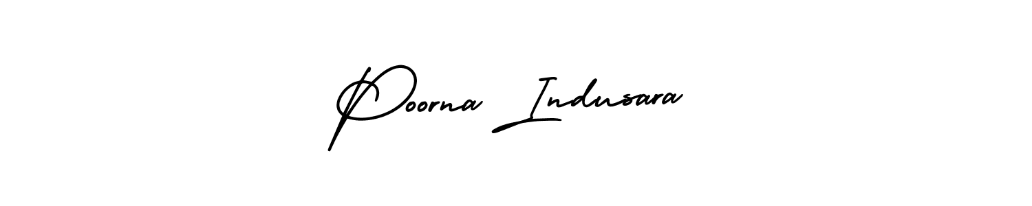 You should practise on your own different ways (AmerikaSignatureDemo-Regular) to write your name (Poorna Indusara) in signature. don't let someone else do it for you. Poorna Indusara signature style 3 images and pictures png