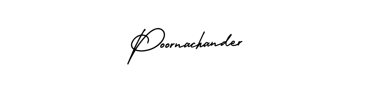 The best way (AmerikaSignatureDemo-Regular) to make a short signature is to pick only two or three words in your name. The name Poornachander include a total of six letters. For converting this name. Poornachander signature style 3 images and pictures png