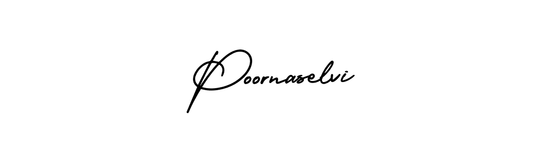 This is the best signature style for the Poornaselvi name. Also you like these signature font (AmerikaSignatureDemo-Regular). Mix name signature. Poornaselvi signature style 3 images and pictures png