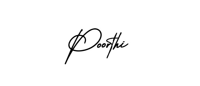 Use a signature maker to create a handwritten signature online. With this signature software, you can design (AmerikaSignatureDemo-Regular) your own signature for name Poorthi. Poorthi signature style 3 images and pictures png