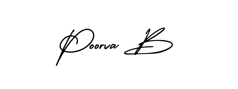 How to make Poorva B name signature. Use AmerikaSignatureDemo-Regular style for creating short signs online. This is the latest handwritten sign. Poorva B signature style 3 images and pictures png