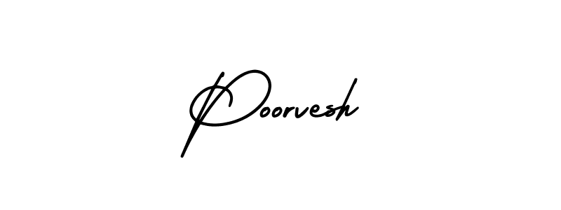 if you are searching for the best signature style for your name Poorvesh. so please give up your signature search. here we have designed multiple signature styles  using AmerikaSignatureDemo-Regular. Poorvesh signature style 3 images and pictures png