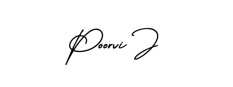 How to Draw Poorvi J signature style? AmerikaSignatureDemo-Regular is a latest design signature styles for name Poorvi J. Poorvi J signature style 3 images and pictures png