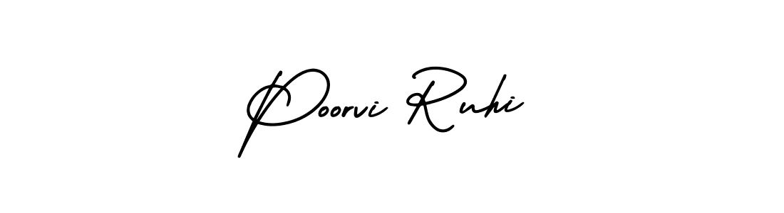 How to make Poorvi Ruhi signature? AmerikaSignatureDemo-Regular is a professional autograph style. Create handwritten signature for Poorvi Ruhi name. Poorvi Ruhi signature style 3 images and pictures png