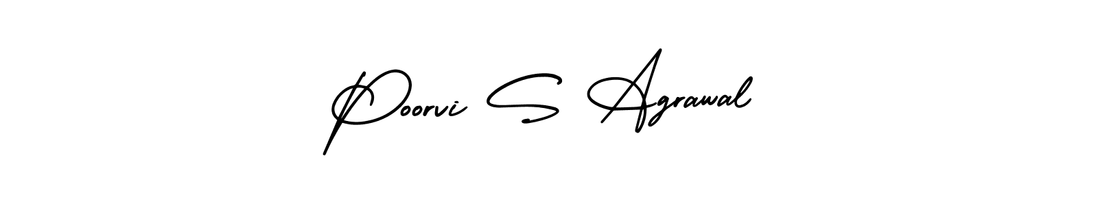 You should practise on your own different ways (AmerikaSignatureDemo-Regular) to write your name (Poorvi S Agrawal) in signature. don't let someone else do it for you. Poorvi S Agrawal signature style 3 images and pictures png
