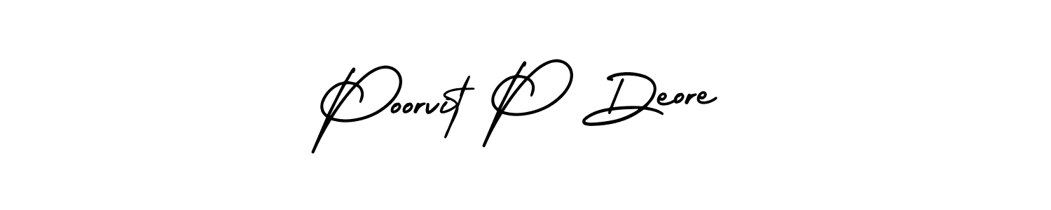 How to make Poorvit P Deore name signature. Use AmerikaSignatureDemo-Regular style for creating short signs online. This is the latest handwritten sign. Poorvit P Deore signature style 3 images and pictures png