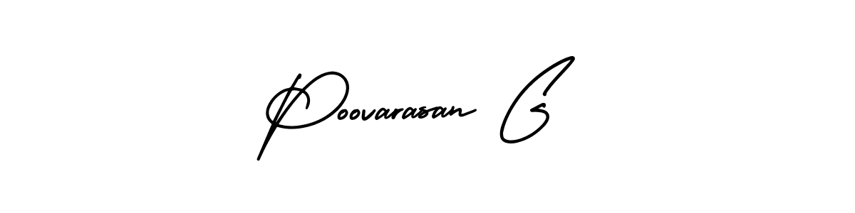 How to make Poovarasan G name signature. Use AmerikaSignatureDemo-Regular style for creating short signs online. This is the latest handwritten sign. Poovarasan G signature style 3 images and pictures png