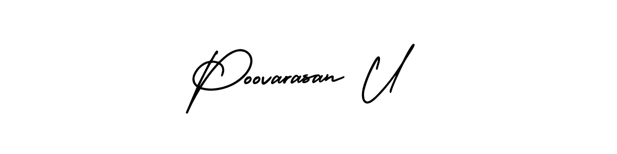 Create a beautiful signature design for name Poovarasan U. With this signature (AmerikaSignatureDemo-Regular) fonts, you can make a handwritten signature for free. Poovarasan U signature style 3 images and pictures png