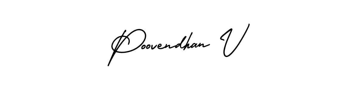 Make a beautiful signature design for name Poovendhan V. With this signature (AmerikaSignatureDemo-Regular) style, you can create a handwritten signature for free. Poovendhan V signature style 3 images and pictures png