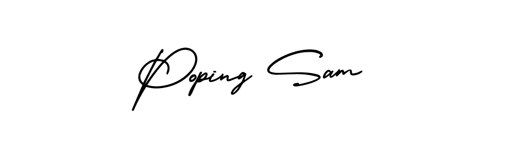 How to Draw Poping Sam signature style? AmerikaSignatureDemo-Regular is a latest design signature styles for name Poping Sam. Poping Sam signature style 3 images and pictures png