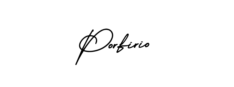 Porfirio stylish signature style. Best Handwritten Sign (AmerikaSignatureDemo-Regular) for my name. Handwritten Signature Collection Ideas for my name Porfirio. Porfirio signature style 3 images and pictures png