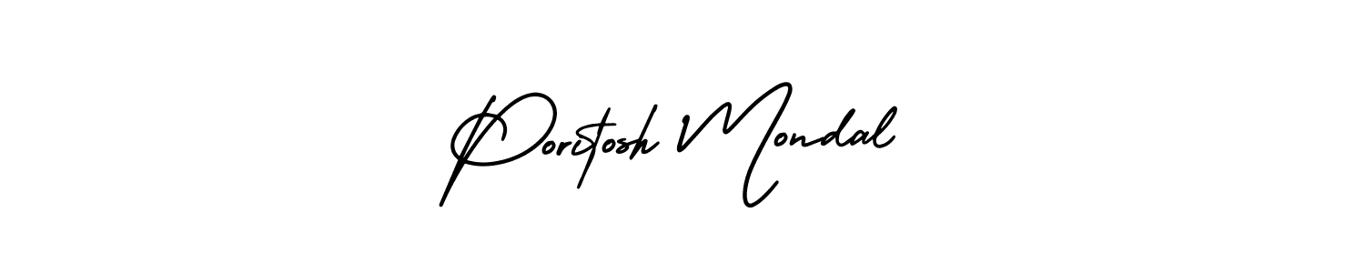 AmerikaSignatureDemo-Regular is a professional signature style that is perfect for those who want to add a touch of class to their signature. It is also a great choice for those who want to make their signature more unique. Get Poritosh Mondal name to fancy signature for free. Poritosh Mondal signature style 3 images and pictures png