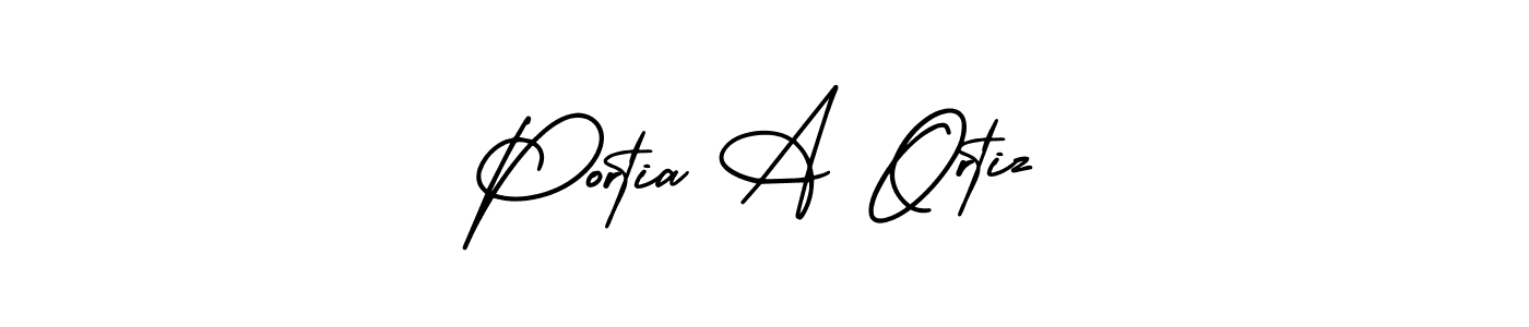 How to make Portia A Ortiz name signature. Use AmerikaSignatureDemo-Regular style for creating short signs online. This is the latest handwritten sign. Portia A Ortiz signature style 3 images and pictures png