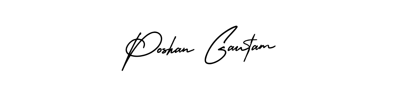 Design your own signature with our free online signature maker. With this signature software, you can create a handwritten (AmerikaSignatureDemo-Regular) signature for name Poshan Gautam. Poshan Gautam signature style 3 images and pictures png