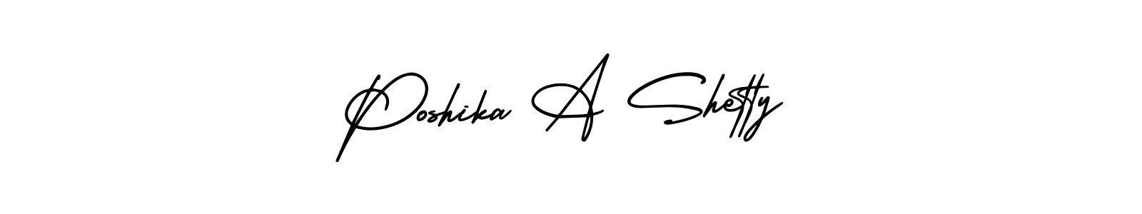 Also You can easily find your signature by using the search form. We will create Poshika A Shetty name handwritten signature images for you free of cost using AmerikaSignatureDemo-Regular sign style. Poshika A Shetty signature style 3 images and pictures png