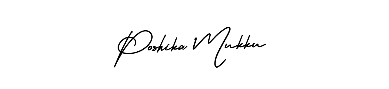 Also You can easily find your signature by using the search form. We will create Poshika Mukku name handwritten signature images for you free of cost using AmerikaSignatureDemo-Regular sign style. Poshika Mukku signature style 3 images and pictures png