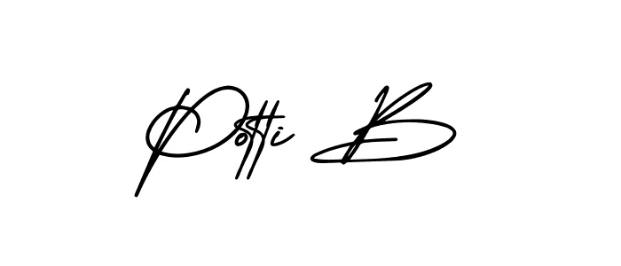 AmerikaSignatureDemo-Regular is a professional signature style that is perfect for those who want to add a touch of class to their signature. It is also a great choice for those who want to make their signature more unique. Get Potti B name to fancy signature for free. Potti B signature style 3 images and pictures png