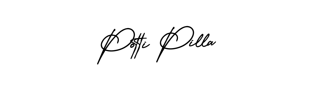 This is the best signature style for the Potti Pilla name. Also you like these signature font (AmerikaSignatureDemo-Regular). Mix name signature. Potti Pilla signature style 3 images and pictures png