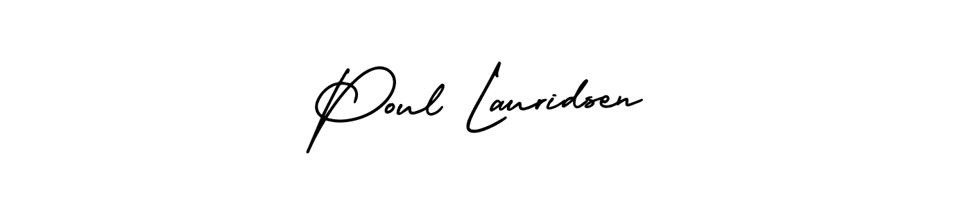 The best way (AmerikaSignatureDemo-Regular) to make a short signature is to pick only two or three words in your name. The name Poul Lauridsen include a total of six letters. For converting this name. Poul Lauridsen signature style 3 images and pictures png