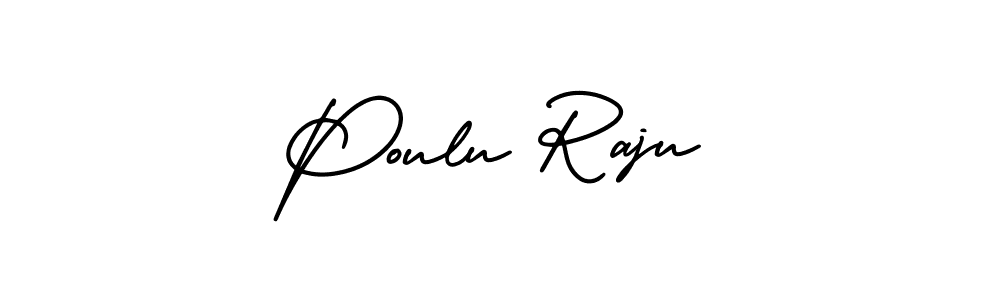 This is the best signature style for the Poulu Raju name. Also you like these signature font (AmerikaSignatureDemo-Regular). Mix name signature. Poulu Raju signature style 3 images and pictures png