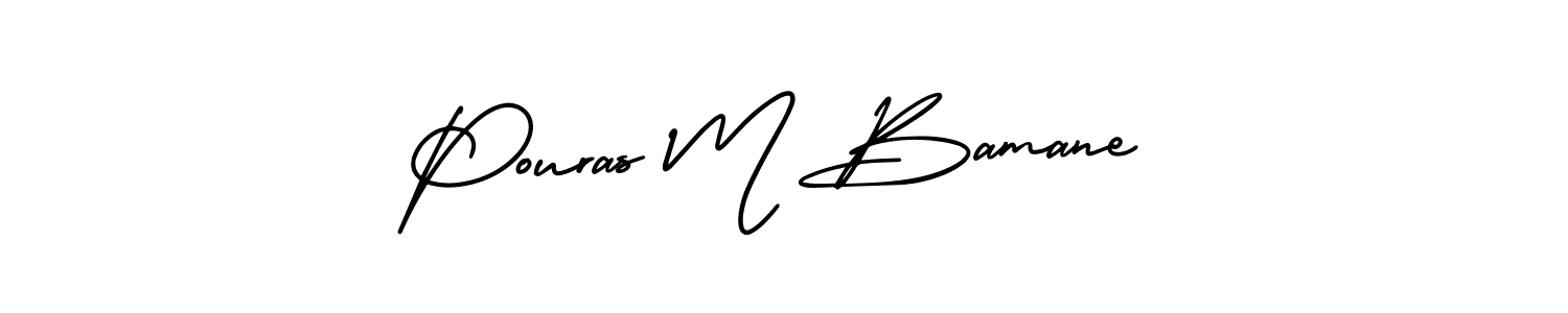 The best way (AmerikaSignatureDemo-Regular) to make a short signature is to pick only two or three words in your name. The name Pouras M Bamane include a total of six letters. For converting this name. Pouras M Bamane signature style 3 images and pictures png