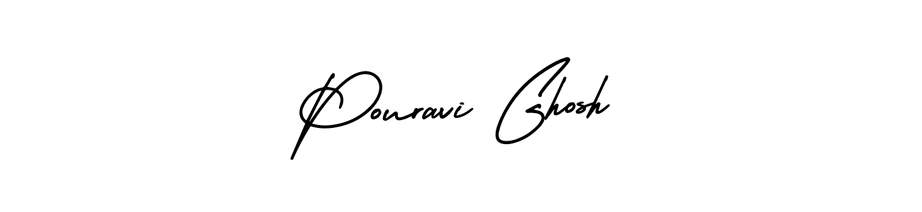 The best way (AmerikaSignatureDemo-Regular) to make a short signature is to pick only two or three words in your name. The name Pouravi Ghosh include a total of six letters. For converting this name. Pouravi Ghosh signature style 3 images and pictures png