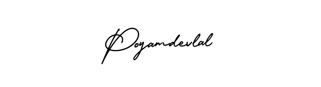 You should practise on your own different ways (AmerikaSignatureDemo-Regular) to write your name (Poyamdevlal) in signature. don't let someone else do it for you. Poyamdevlal signature style 3 images and pictures png