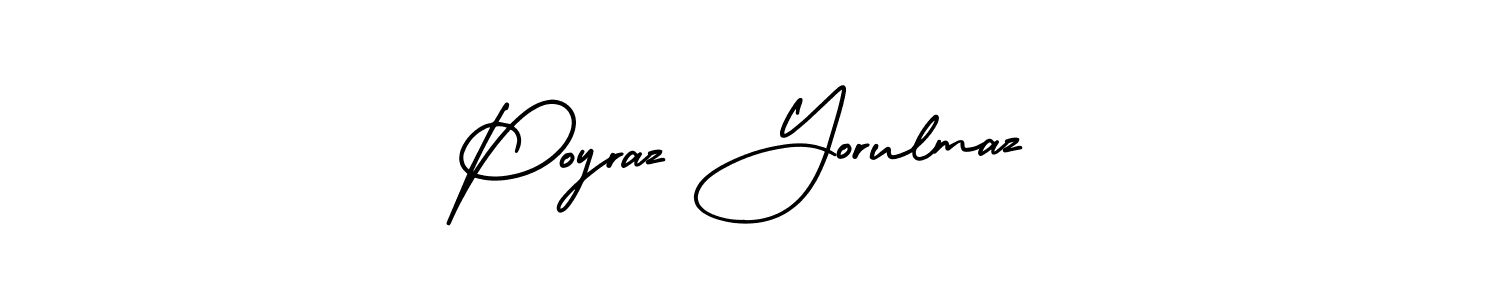 You should practise on your own different ways (AmerikaSignatureDemo-Regular) to write your name (Poyraz Yorulmaz) in signature. don't let someone else do it for you. Poyraz Yorulmaz signature style 3 images and pictures png