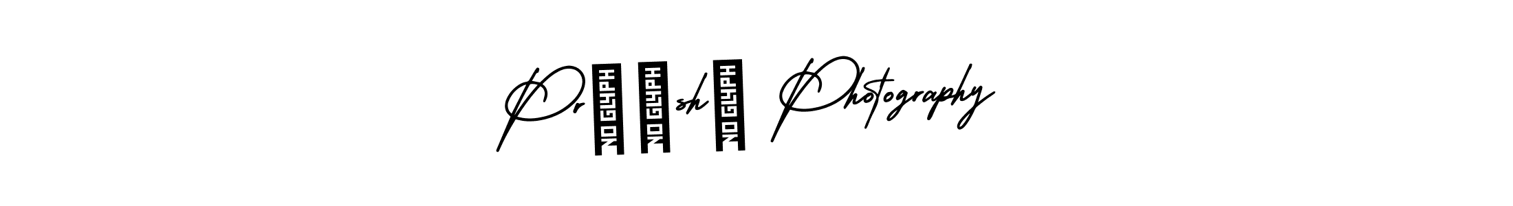 You should practise on your own different ways (AmerikaSignatureDemo-Regular) to write your name (Prâñshú Photography) in signature. don't let someone else do it for you. Prâñshú Photography signature style 3 images and pictures png