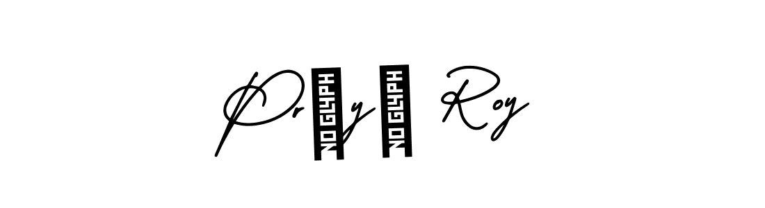 The best way (AmerikaSignatureDemo-Regular) to make a short signature is to pick only two or three words in your name. The name Prîyä Roy include a total of six letters. For converting this name. Prîyä Roy signature style 3 images and pictures png