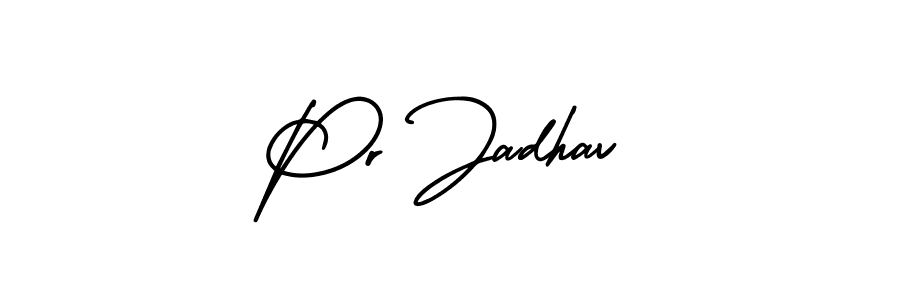 Similarly AmerikaSignatureDemo-Regular is the best handwritten signature design. Signature creator online .You can use it as an online autograph creator for name Pr Jadhav. Pr Jadhav signature style 3 images and pictures png