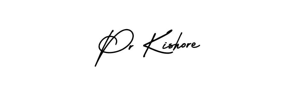You should practise on your own different ways (AmerikaSignatureDemo-Regular) to write your name (Pr Kishore) in signature. don't let someone else do it for you. Pr Kishore signature style 3 images and pictures png