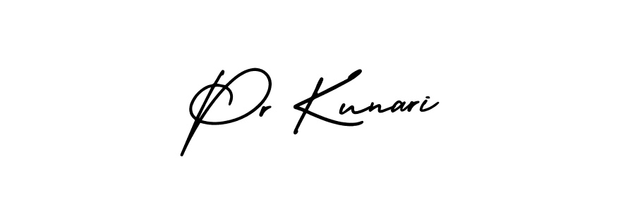 You should practise on your own different ways (AmerikaSignatureDemo-Regular) to write your name (Pr Kunari) in signature. don't let someone else do it for you. Pr Kunari signature style 3 images and pictures png