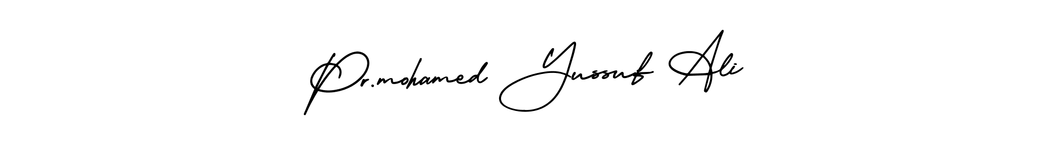 You should practise on your own different ways (AmerikaSignatureDemo-Regular) to write your name (Pr.mohamed Yussuf Ali) in signature. don't let someone else do it for you. Pr.mohamed Yussuf Ali signature style 3 images and pictures png