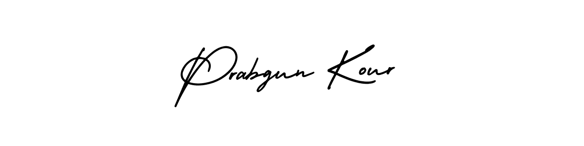 You should practise on your own different ways (AmerikaSignatureDemo-Regular) to write your name (Prabgun Kour) in signature. don't let someone else do it for you. Prabgun Kour signature style 3 images and pictures png