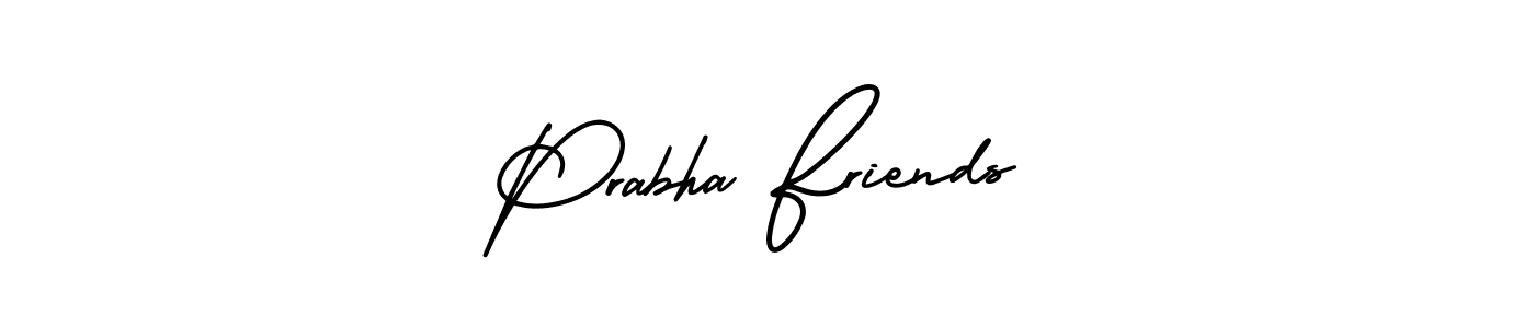 The best way (AmerikaSignatureDemo-Regular) to make a short signature is to pick only two or three words in your name. The name Prabha Friends include a total of six letters. For converting this name. Prabha Friends signature style 3 images and pictures png