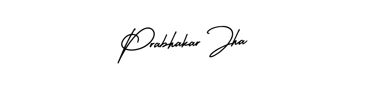 You should practise on your own different ways (AmerikaSignatureDemo-Regular) to write your name (Prabhakar Jha) in signature. don't let someone else do it for you. Prabhakar Jha signature style 3 images and pictures png