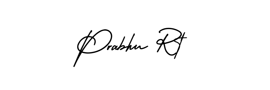 You should practise on your own different ways (AmerikaSignatureDemo-Regular) to write your name (Prabhu Rt) in signature. don't let someone else do it for you. Prabhu Rt signature style 3 images and pictures png